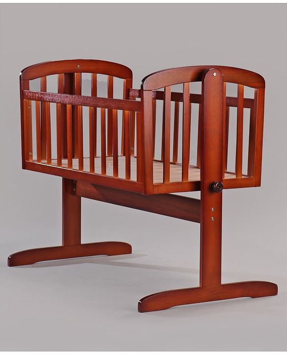 Babyhug Joy Plus Cradle With Mosquito Net - Walnut
