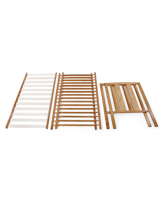 Babyhug Malmo Wooden Cot with 3 Level Height Adjustment & Plug and Play Assembly - Natural| Solid Pinewood| Convert to Junior Bed| Smooth Edges