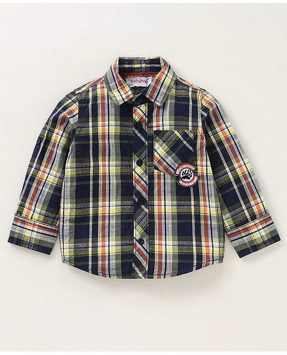 Babyhug Full Sleeves Checked Shirt & Bottom Set with Bow - Multicolor