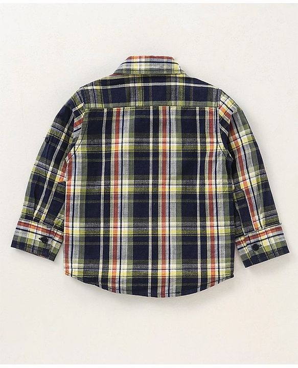 Babyhug Full Sleeves Checked Shirt & Bottom Set with Bow - Multicolor