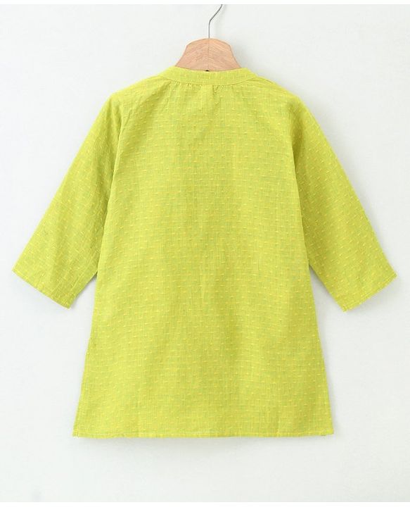 Babyhug Full Sleeves Kurta & Printed Dhoti - Green Yellow