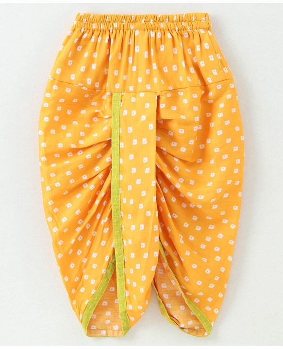 Babyhug Full Sleeves Kurta & Printed Dhoti - Green Yellow