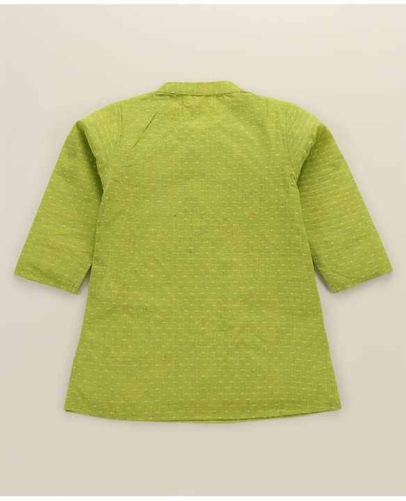 Babyhug Full Sleeves Kurta & Printed Dhoti - Green Yellow