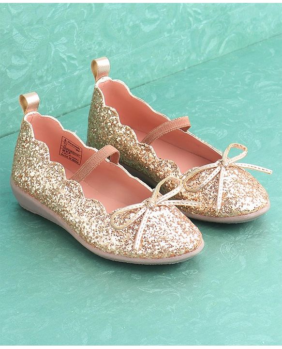 Pine Kids Party Wear Belly Shoes - Golden