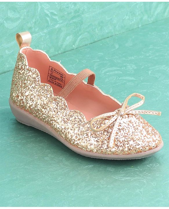 Pine Kids Party Wear Belly Shoes - Golden