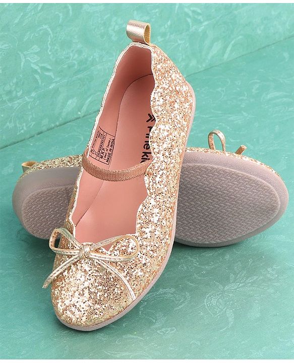 Pine Kids Party Wear Belly Shoes - Golden