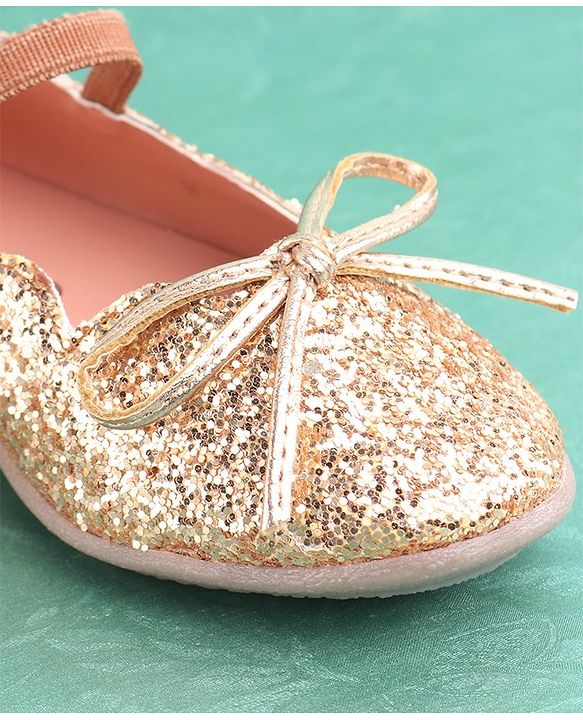 Pine Kids Party Wear Belly Shoes - Golden