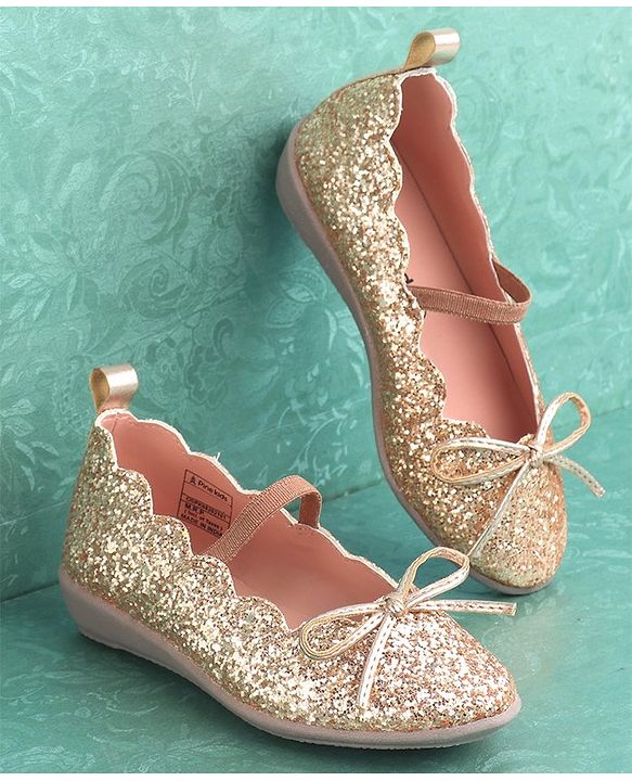 Pine Kids Party Wear Belly Shoes - Golden