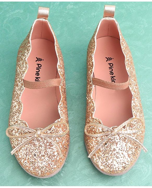 Pine Kids Party Wear Belly Shoes - Golden