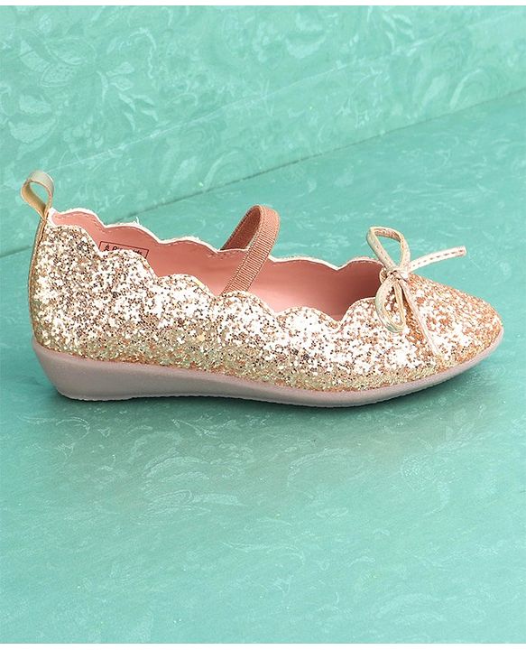 Pine Kids Party Wear Belly Shoes - Golden