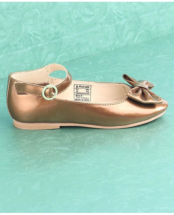 Pine Kids Party Wear Ballerina Bow Applique - Bronze