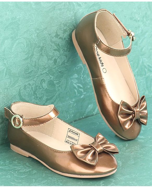 Pine Kids Party Wear Ballerina Bow Applique - Bronze