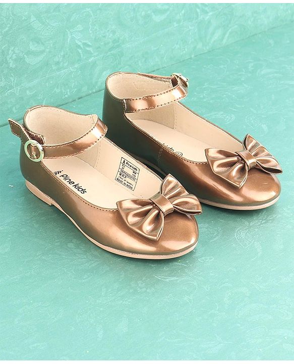 Pine Kids Party Wear Ballerina Bow Applique - Bronze