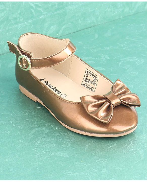 Pine Kids Party Wear Ballerina Bow Applique - Bronze