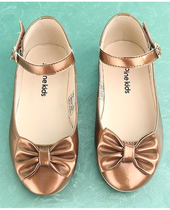 Pine Kids Party Wear Ballerina Bow Applique - Bronze