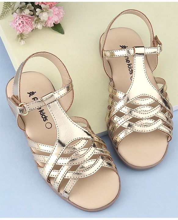 Pine Kids Party Wear Sandals - Golden