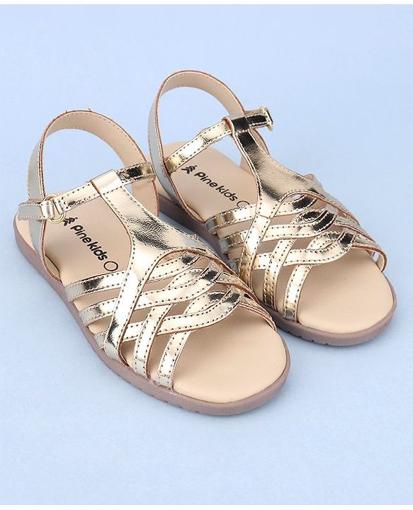Pine Kids Party Wear Sandals - Golden