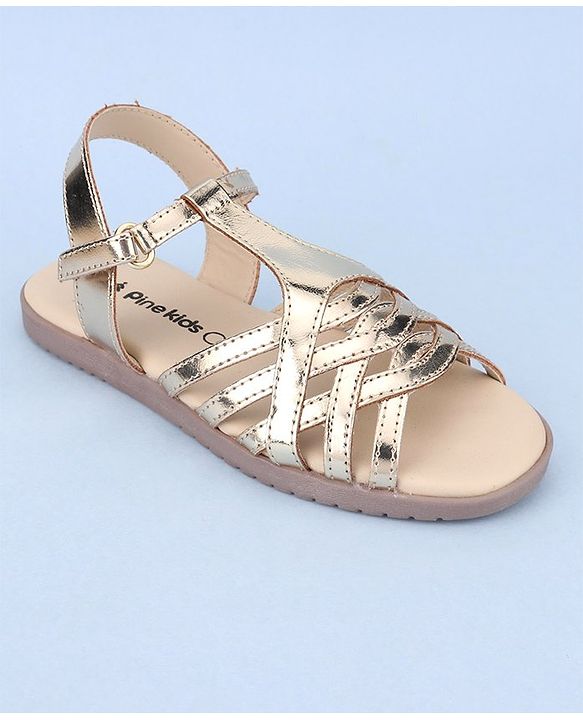 Pine Kids Party Wear Sandals - Golden