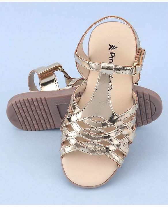 Pine Kids Party Wear Sandals - Golden