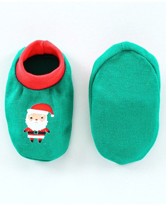 Babyhug 100% Cotton Cap Mitten & Booties Set Green - Diameter 9.5 cm