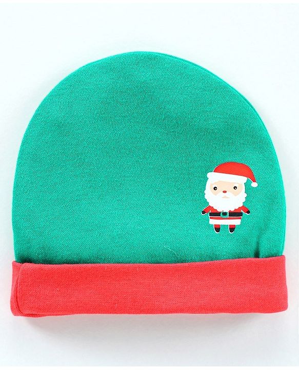 Babyhug 100% Cotton Cap Mitten & Booties Set Green - Diameter 9.5 cm