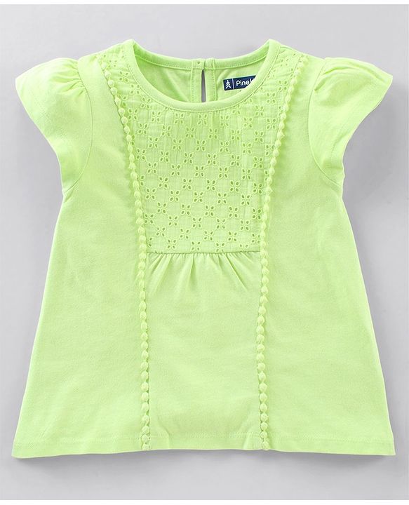 Pine Kids Short Sleeves Schiffli Top - Green