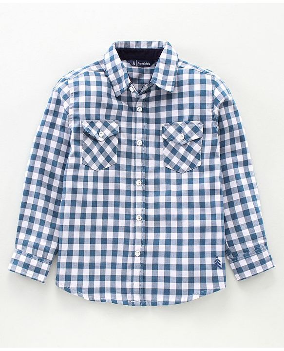 Pine Kids Full Sleeves Shirt Checked - Blue