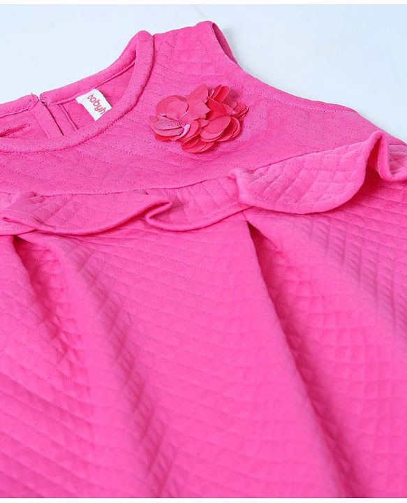 Babyhug Sleeveless Frilled Party Wear Frock with Corsage - Pink
