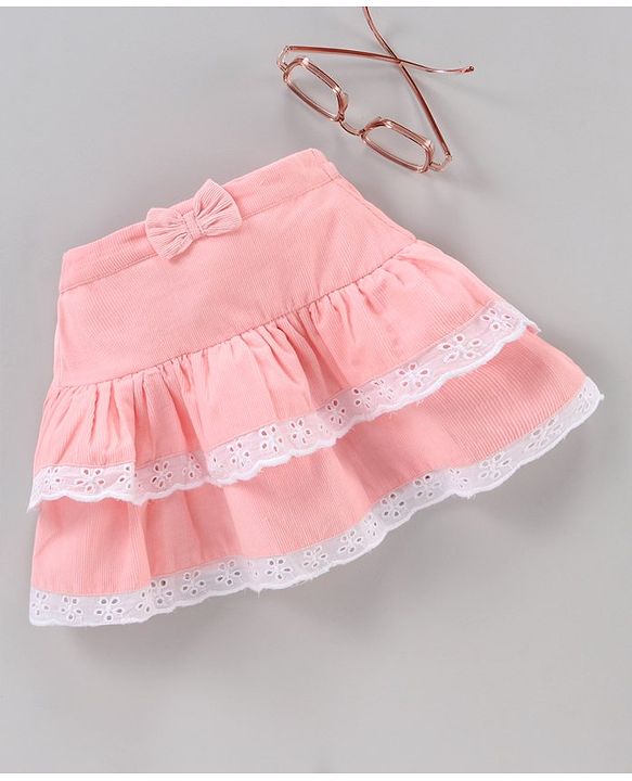 Babyhug Mid Thigh Skirt Bow Applique - Pink