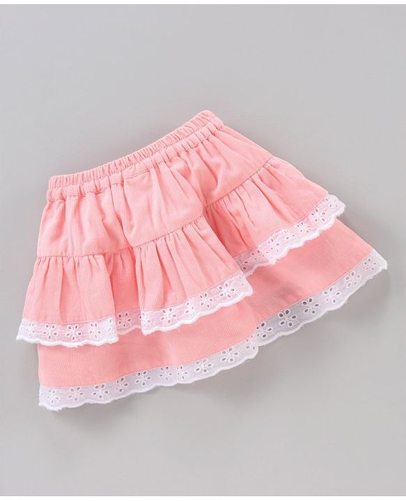 Babyhug Mid Thigh Skirt Bow Applique - Pink