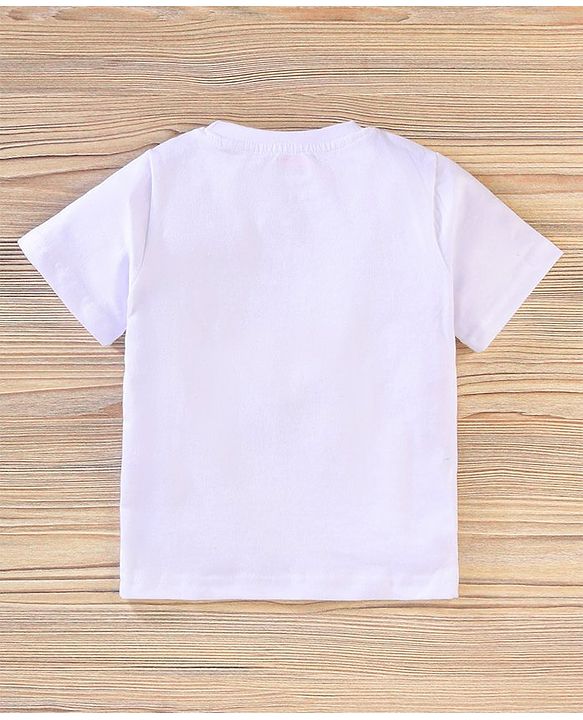 Babyhug Half Sleeves Shirt & Tee With Denim Shorts Cheetah Print - Sky & Dark Blue White