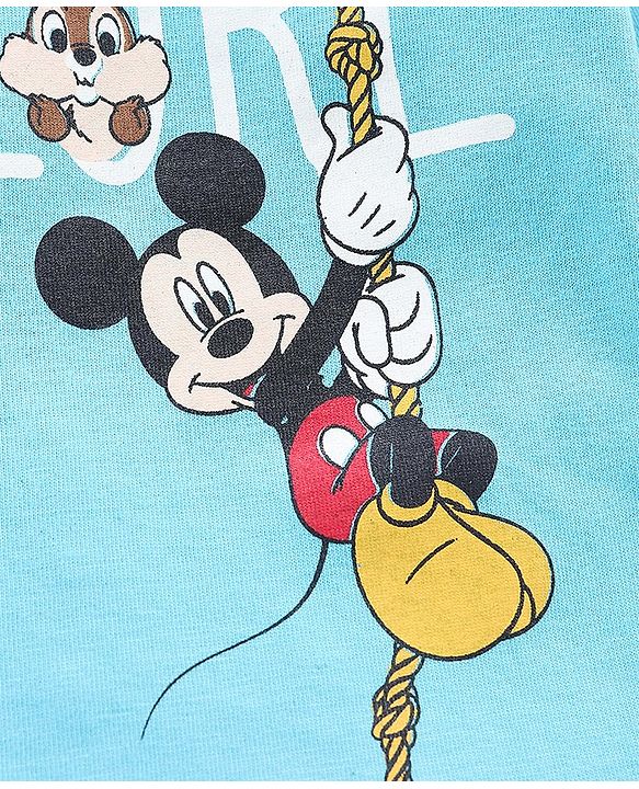 Babyhug Full Sleeves Tee Mickey Mouse Print - Blue