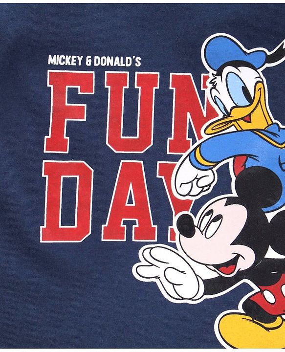 Babyhug Full Sleeves Mickey Mouse Print Tee - Navy Blue