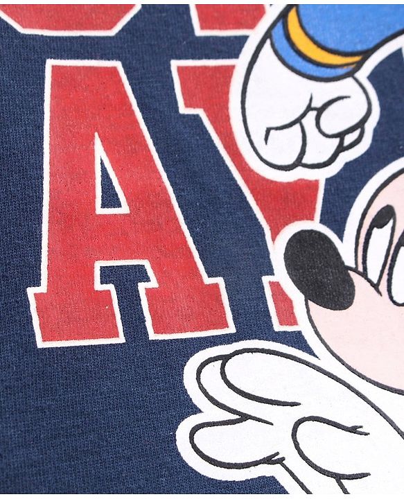 Babyhug Full Sleeves Mickey Mouse Print Tee - Navy Blue