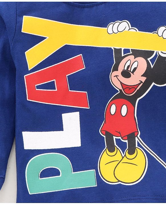 Babyhug Full Sleeves Tee Mickey Mouse - Blue