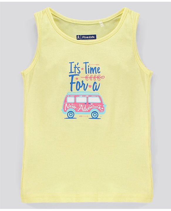 Pine Kids Biowash Sleeveless Top Van Print - Yellow
