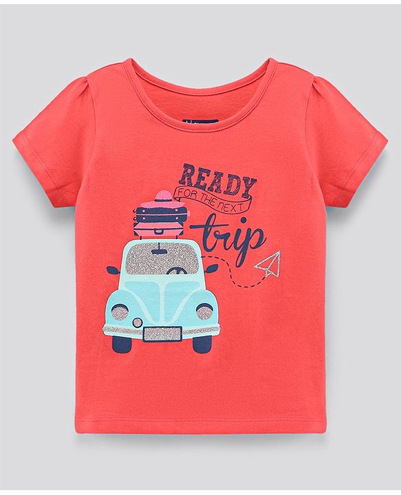 Pine Kids Half Sleeves Biowashed Printed Tee - Paradise Pink