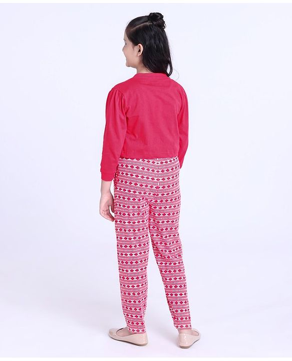 Pine Kids Full Length Printed Bio Washed Jumpsuit - Lychee
