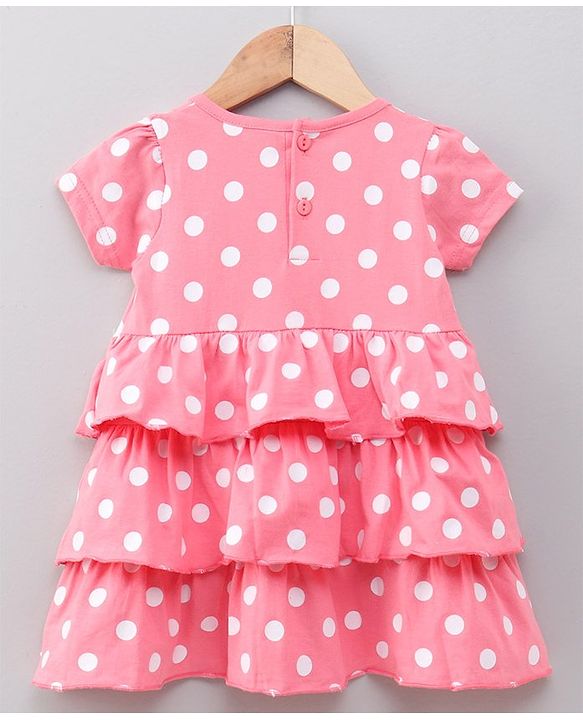 Babyhug Short Sleeves Knee Length Frock - Pink