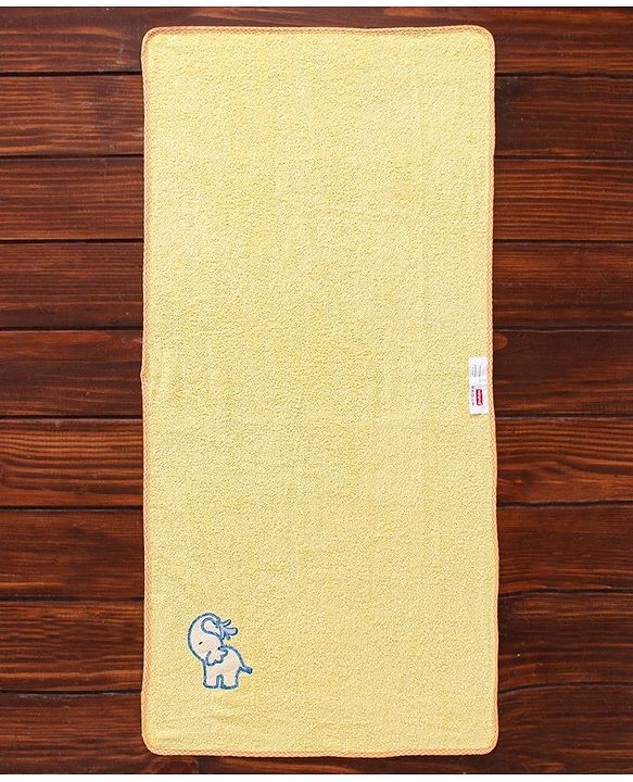 Babyhug Bath Towel Elephant Embroidery - Yellow