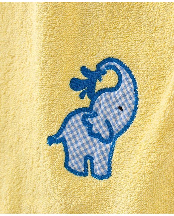 Babyhug Bath Towel Elephant Embroidery - Yellow