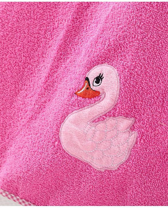 Babyhug Towel Swan Patch - Pink