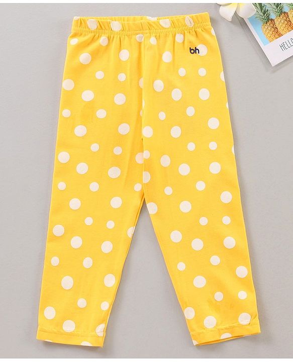 Babyhug Full Length Leggings Polka Dots Print - Yellow