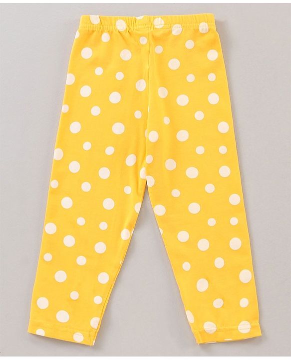 Babyhug Full Length Leggings Polka Dots Print - Yellow