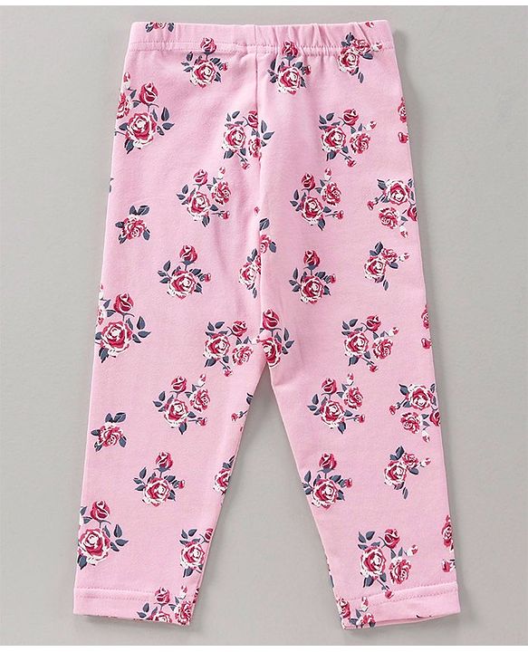 Babyhug Full Length Leggings Almond Blossom Print - Pink