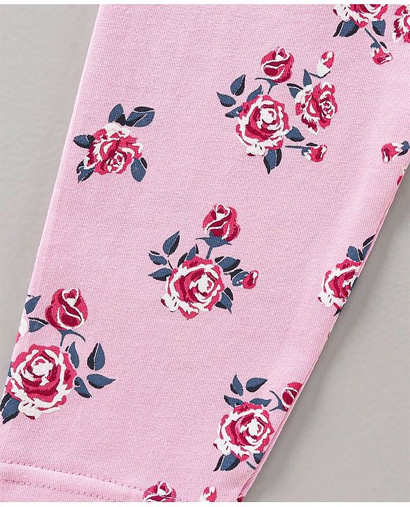 Babyhug Full Length Leggings Almond Blossom Print - Pink