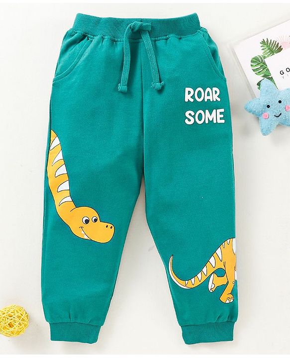 Babyhug Fulll Length Lounge Pant Dino Print - Green