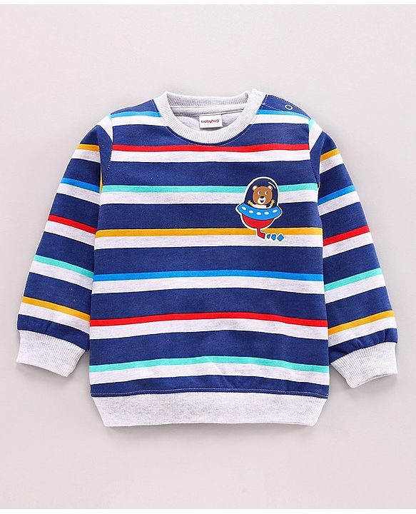 Babyhug Full Sleeves Sweatshirt Space Print Pack of 2 - Yellow Blue