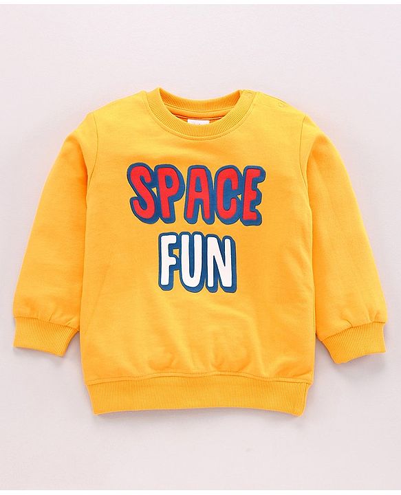 Babyhug Full Sleeves Sweatshirt Space Print Pack of 2 - Yellow Blue