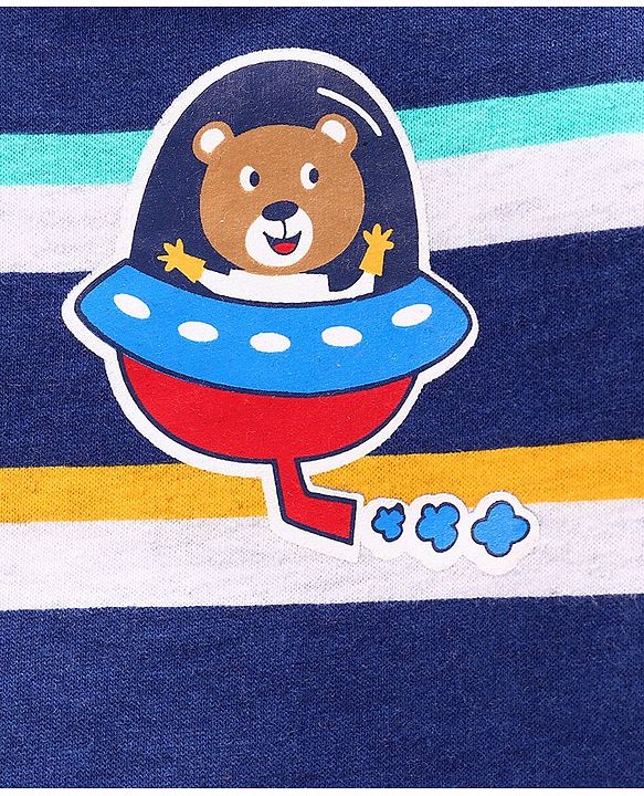 Babyhug Full Sleeves Sweatshirt Space Print Pack of 2 - Yellow Blue